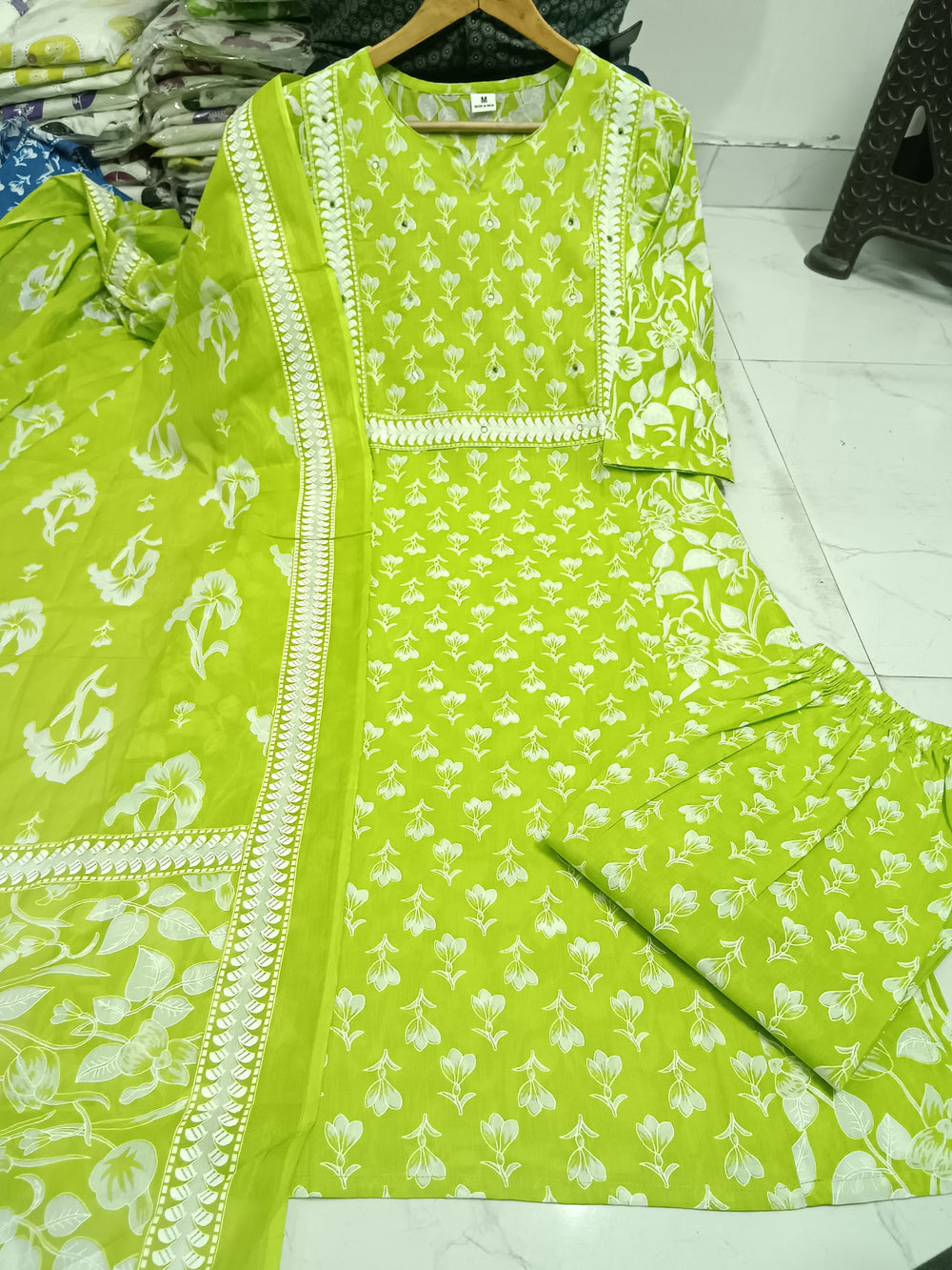 Yellow Dupatta set, cotton dupatta set, suitkari