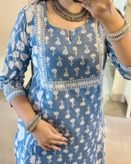 blue dupatta set, cotton dupatta set, suitkari