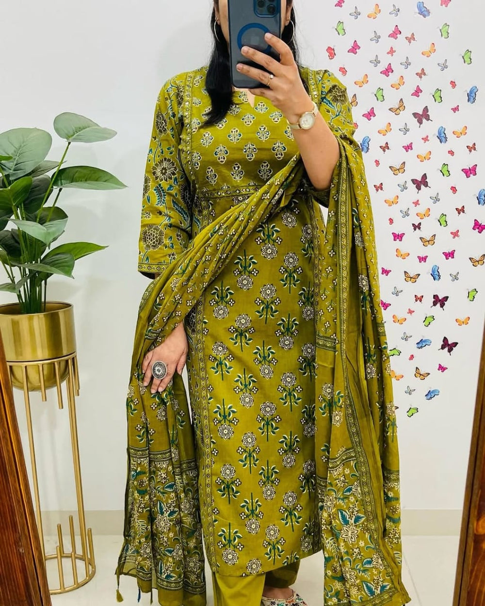 green suit set, cotton suit set, suitkari