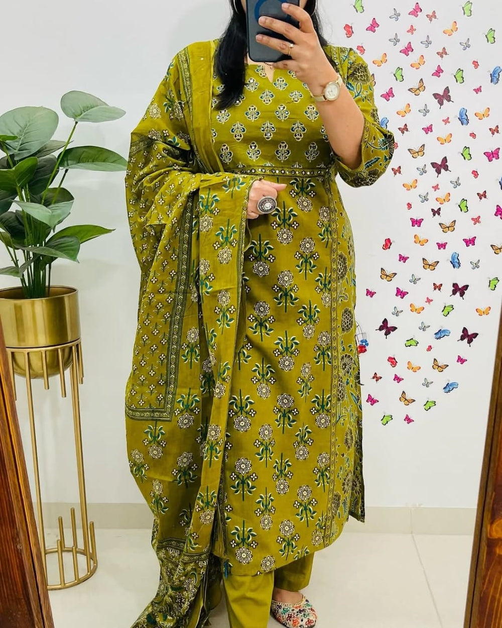 green suit set, cotton suit set, suitkari