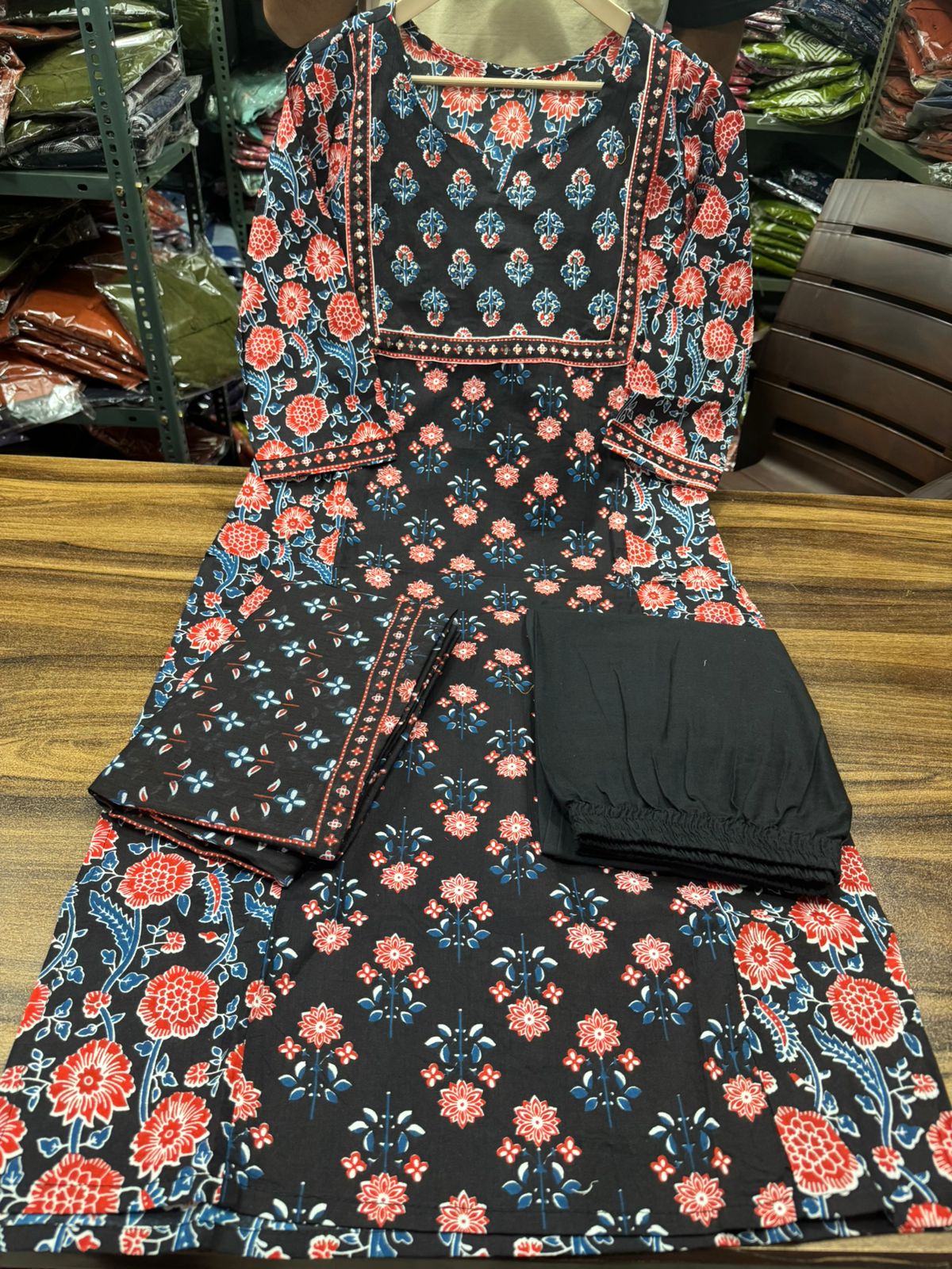 Pure fine Cotton Black Suit Set
