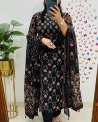 Pure fine Cotton Black Suit Set