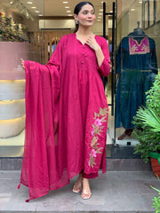 Magenta suit Set, embroidered Suit Set, Suitkari