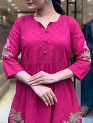 Magenta suit Set, embroidered Suit Set, Suitkari