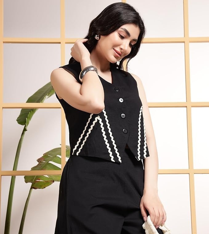 Black co-ord set, cotton co-ord set , Suitkari