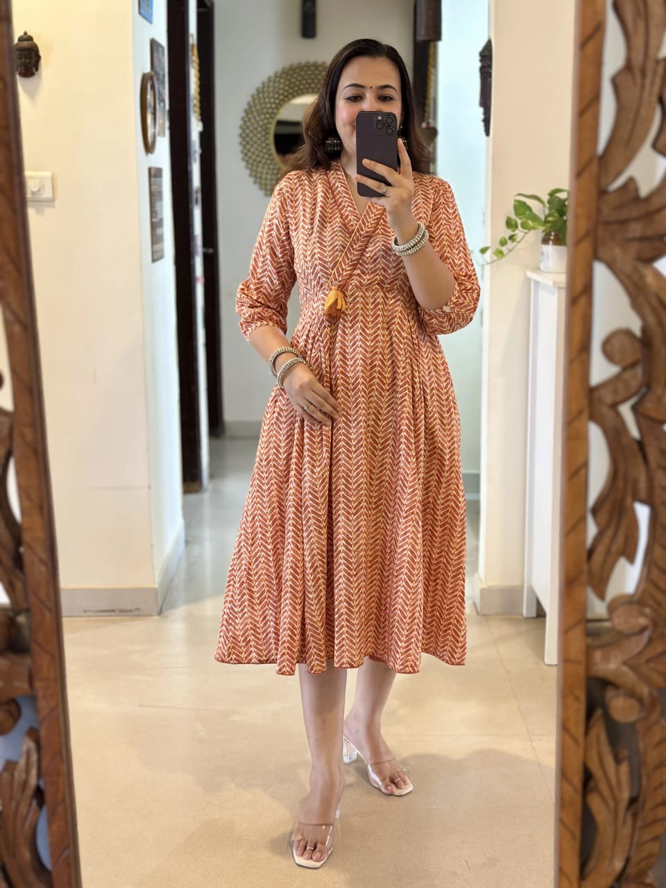 orange midi dress, cotton midi dress, suitkari