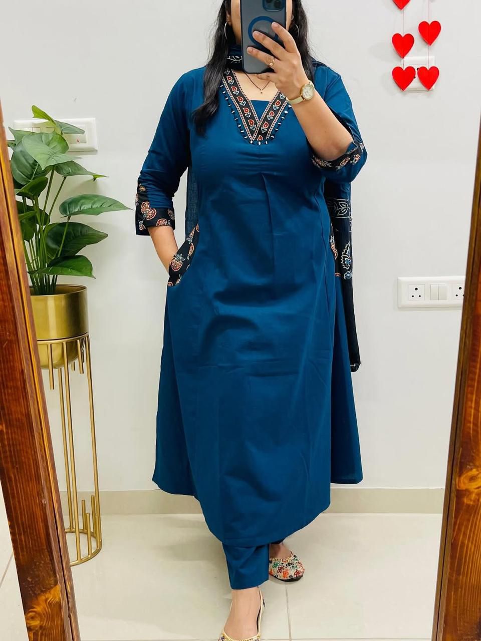 Blue dupatta set, Cotton Dupatta Set, Suitkari