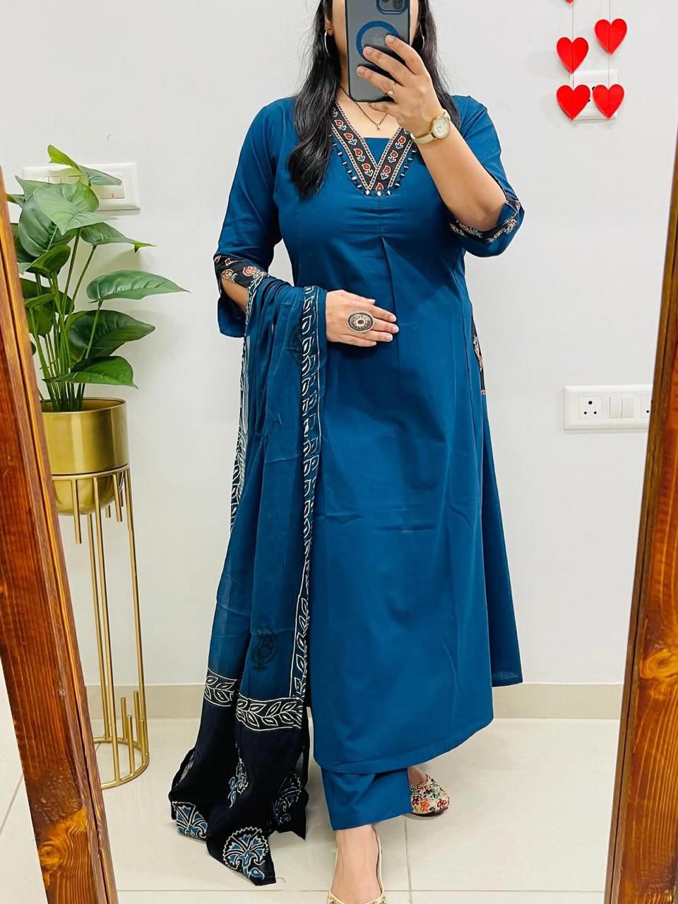 Blue dupatta set, Cotton Dupatta Set, Suitkari