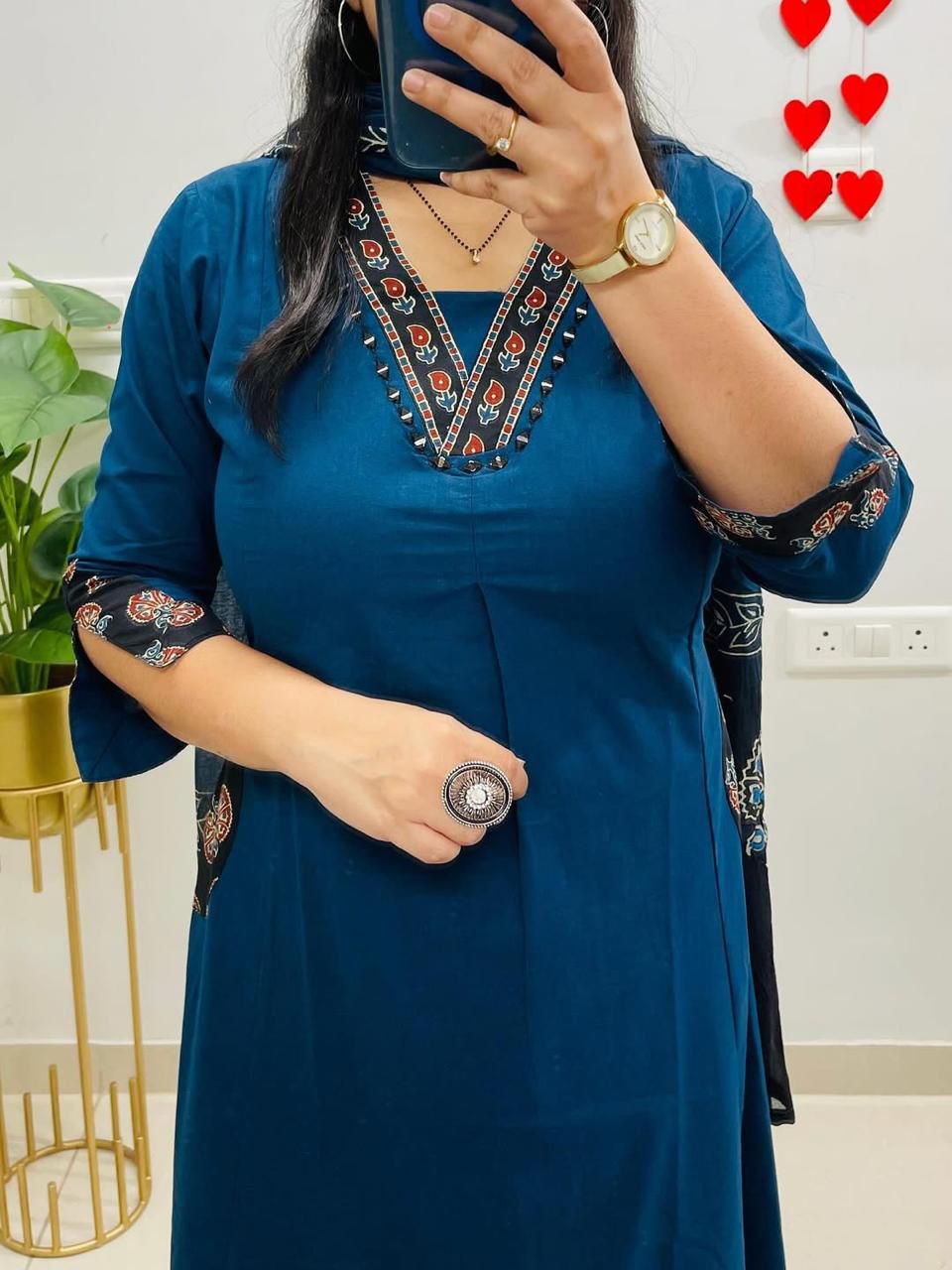 Blue dupatta set, Cotton Dupatta Set, Suitkari