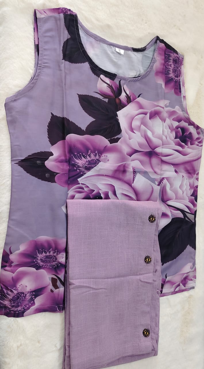 Lavender co-ord set, cotton co-ord set, suitkari