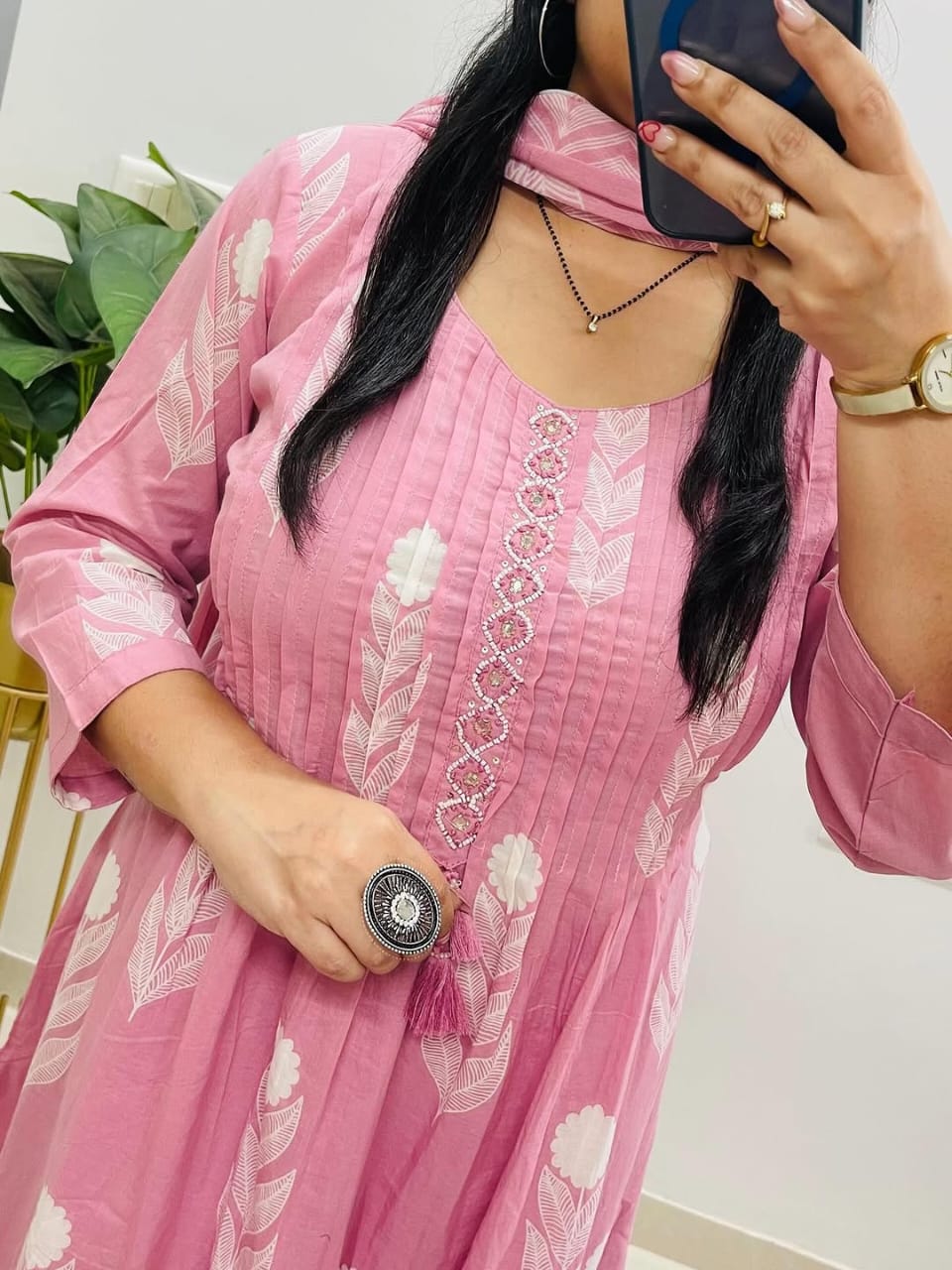 Pink Dupatta set, cotton dupatta set, suitkari