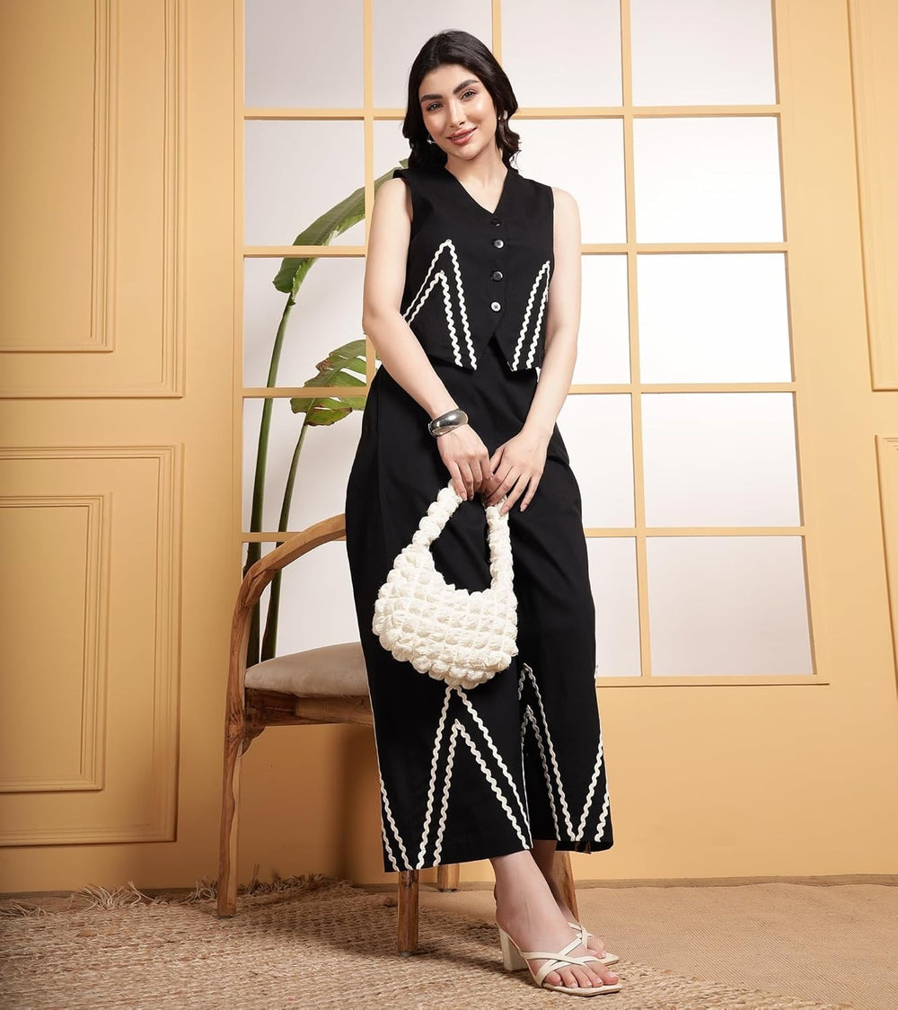 Black co-ord set, cotton co-ord set , Suitkari